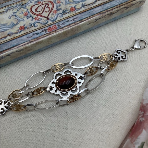 Brighton Tigers Eye Gold and Silver Bracelet in Tin - Picture 1 of 7